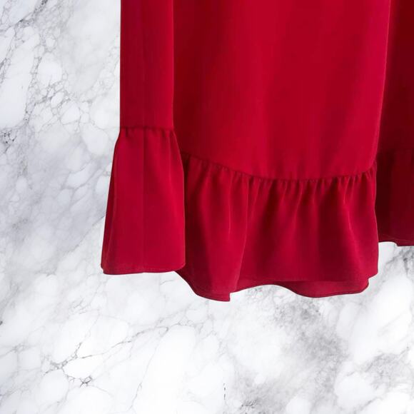 NWT - Amanda Uprichard Red Ruffle Shift Dress Size: L - Picture 5 of 8